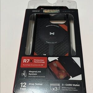 R7X Black Protective Phone Case with Card Wallet iPhone 14Pro